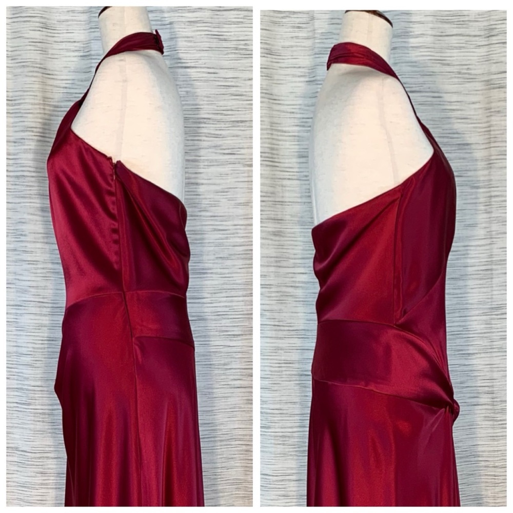 ABS by Allen Schwartz Dark Red Halter Gown - Picture 13 of 16